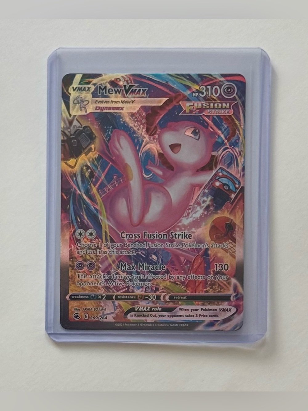 2021 Pokemon Fusion Strike MEW Vmax 269/264 Alternate Art Fan Art Custom Card